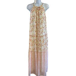Anthropologie Drew Women's Romantic Floral Halter Maxi Dress Medium Light Flowy